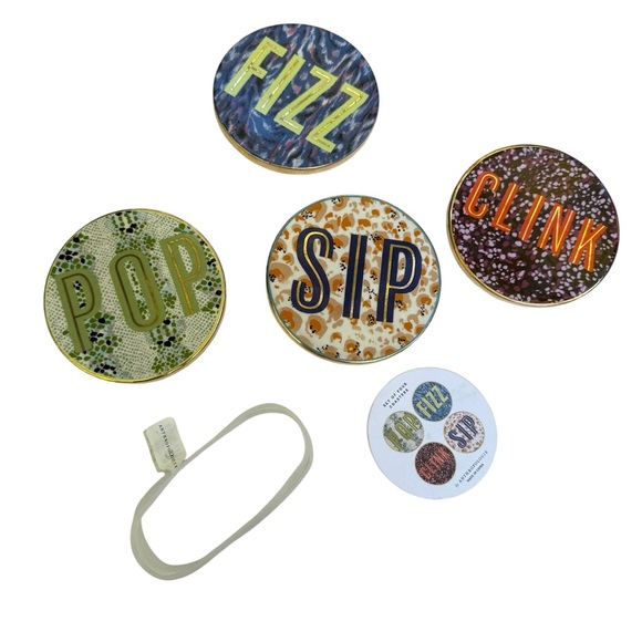 Anthropologie Cocktail Sounds Metallic Coaster Set - Picture 2 of 6